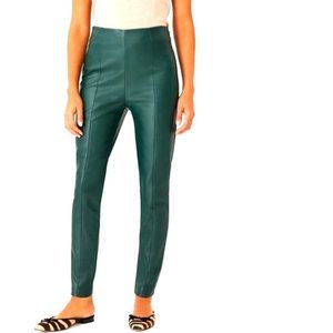 Ann Taylor Hunter Green Faux Leather High Waisted Skinny Pants